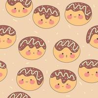 kawaii takoyaki dentro uma em forma de barco contêiner.japonês cozinha dentro fofa desenho animado estilo. tradicional japonês Comida. estoque vetor ilustração.