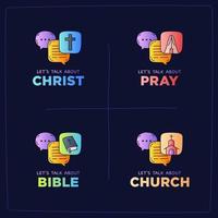 vamos falar sobre ilustração de igreja, cristo, deus, oração, bíblia e religião vetor