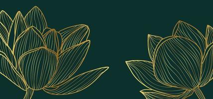 folhas de contorno dourado abstrato vetor