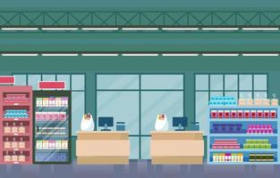 ilustração plana interior de supermercado mercearia vetor