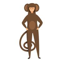 macaco dia das Bruxas animal traje ícone desenho animado vetor. fofa criança vetor