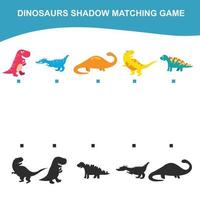 sombra Coincidindo jogos para pré escola crianças. dinossauros edição. educacional atividade para pré escola crianças. vetor ilustração.