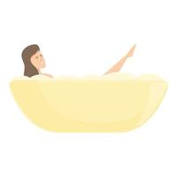 mulher levar banho ícone desenho animado vetor. caloroso água vetor