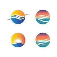 imagens do logotipo da praia do pôr do sol vetor