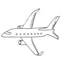 doodle air planeillustration. linha de vetor simples isolada em branco