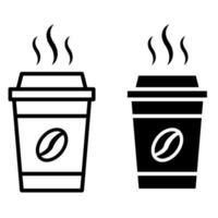 descartável copo. café ícone vetor definir. cafeína placa. quente beber símbolo.