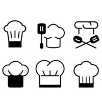 chefe de cozinha chapéu vetor ícone definir. cozinhar ilustração placa coleção. cozinha símbolo. restaurante logotipo.