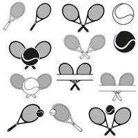 tênis ícone vetor definir. tênis raquete ilustração placa coleção. esporte símbolo ou logotipo.