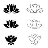 lótus vetor ícone definir. harmonia ilustração placa coleção. flor logotipo. ioga símbolo.