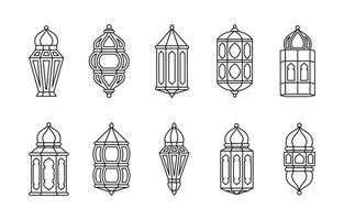 coleção de lanternas árabes islâmicas isoladas vetor