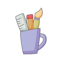 equipamento de aprendizagem cartoon doodle desenhado à mão conceito vector kawaii ilustração