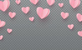 corações rosa-avermelhados suavemente em um fundo cinza xadrez vetor