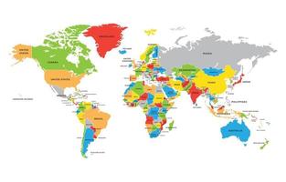 mundo mapa com países nomes vetor