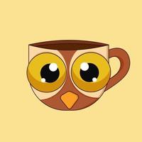 vetor coruja quente café caneca moderno criativo único logotipo Projeto conceito