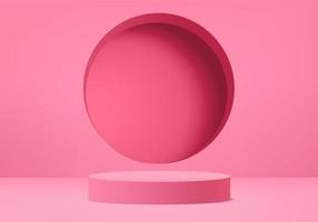 vetor de fundo renderização 3d rosa com pódio e cena mínima de parede rosa, fundo abstrato mínimo renderização 3d de forma geométrica abstrata cor rosa pastel. palco para premiações no site em modernidade.