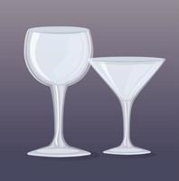 cocktail vazio transparente e maquete de taças de vinho vetor