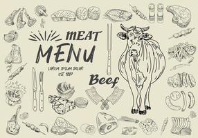 menu de carnes para restaurante e café. panfleto de comida.