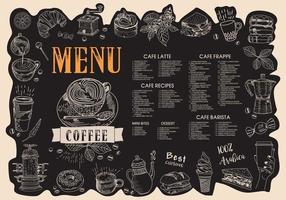 menu da cafeteria. menu do café do restaurante.