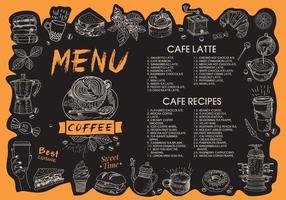 menu da cafeteria. menu do café do restaurante.