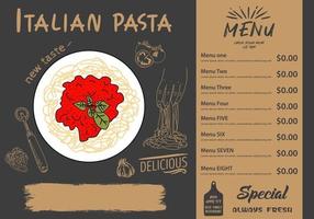 espaguete italiano. projeto do menu de comida. vetor