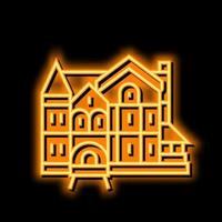 vitoriano casa néon brilho ícone ilustração vetor