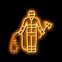 bombeiro emergência trabalhador néon brilho ícone ilustração vetor