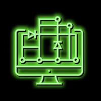 esquema em computador tela para semicondutor fabricação néon brilho ícone ilustração vetor
