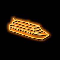cruzeiro navio forro transporte néon brilho ícone ilustração vetor