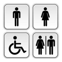 banheiro placa Sanitário público placa símbolo homem mulher banheiro simples quadrado minimalista Projeto ilustração vetor