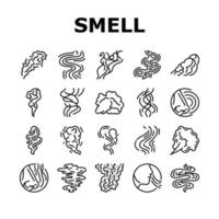 cheiro fumaça gás nariz aroma ícones conjunto vetor