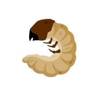 inseto larva. branco lagarta. pequeno Minhoca parasita. plano desenho animado ilustração isolado em branco vetor