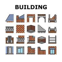 construção casa estrutura ícones conjunto vetor
