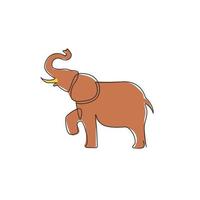 um desenho de linha contínuo da identidade do logotipo da empresa do grande elefante fofo. conceito de ícone animal do zoológico africano. linha única moderna desenhar design gráfico ilustração vetorial vetor