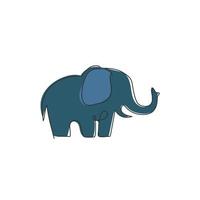 único desenho de linha contínua da identidade do logotipo da empresa grande elefante fofo. conceito de ícone de safári africano. ilustração gráfica de desenho vetorial moderno de uma linha vetor