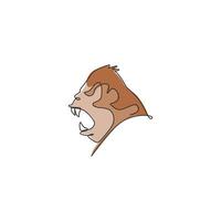 um desenho de linha contínua da cabeça do gorila para a identidade do logotipo do parque nacional. conceito de mascote de retrato de animal primata para ícone de floresta de conservação. ilustração em vetor desenho gráfico linha única