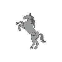 um único desenho de linha de cavalo de salto de elegância para a identidade do logotipo da empresa. conceito de símbolo animal mamífero selvagem cavalo pônei. linha contínua dinâmica desenhar ilustração de design gráfico vetorial vetor