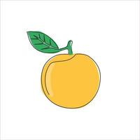 um desenho de linha contínua de laranja orgânica inteira saudável para a identidade do logotipo do pomar. conceito de frutas tropicais frescas para ícone de jardim de frutas. ilustração gráfica de vetor moderno desenho de linha única