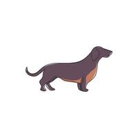 um desenho de linha contínua do adorável cachorro bassê para a identidade do logotipo. conceito de mascote de cão de raça pura para ícone de animal de estimação amigável de pedigree. ilustração gráfica de vetor moderno desenho de linha única