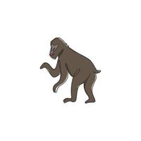 um desenho de linha contínuo de um mandril bonito para a identidade do logotipo da empresa. conceito de mascote grande macaco exótico para o ícone do zoológico nacional. ilustração em vetor gráfico moderno desenho de linha única