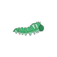 um desenho de linha contínuo de uma lagarta fofa para a identidade do logotipo da empresa. estágio larval do conceito de mascote de lepidópteros para o ícone do amante de insetos. ilustração em vetor gráfico moderno desenho de linha única