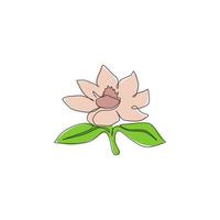 um desenho de linha contínuo beleza fresco magnoliaceae para impressão de pôster da arte da parede da decoração da casa. conceito de flor de magnólia decorativa para cartão de convite. ilustração em vetor desenho desenho de linha única na moda