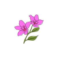 desenho de linha única de azaléia fresca de beleza para o logotipo do jardim. conceito de flor de rododendro decorativo para impressão de cartaz de arte de decoração de parede em casa. ilustração em vetor desenho moderno linha contínua