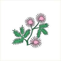 desenho de linha único contínuo de beleza fresca mimosa pudica para impressão de pôster de arte de parede de decoração de casa. flor decorativa toque-me-não para cartão de convite. ilustração em vetor moderno desenho de uma linha