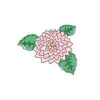 um único desenho de linha de dália fresca de beleza para o logotipo do jardim. conceito de flores decorativas do México para impressão para cartaz de decoração de parede de casa. ilustração em vetor desenho moderno linha contínua