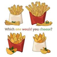 ilustrações sobre o tema fast food batatas fritas