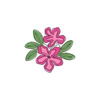 desenho de linha contínua única de adenium de beleza fresca para logotipo de jardim. cartaz para impressão decorativo deserto rosa flores conceito casa decoração de parede. ilustração em vetor gráfico moderno desenho de uma linha