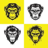 macaco cabeça logotipo vetor definir, macaco face logotipo isolado. macaco logotipo, ícone ilustração. animal animal logotipo vetor.