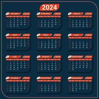 único e moderno calendário 2024 02 vetor