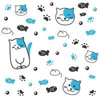 gato padronizar. fofa desenho animado padronizar do azul gatos. vetor ilustração