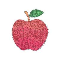 desenho de linha contínua única maçãs orgânicas inteiras para o logotipo do pomar. conceito de frutas tropicais frescas para ícone de jardim de frutas. estilo de onda de redemoinho. ilustração em vetor desenho gráfico de uma linha